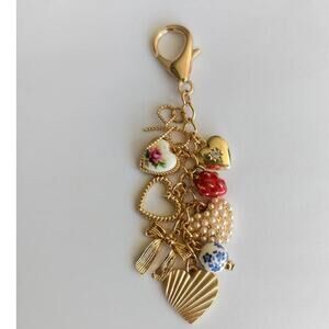 Coquette Porcelain Bows Hearts Pearl Strawberry Bag Charm